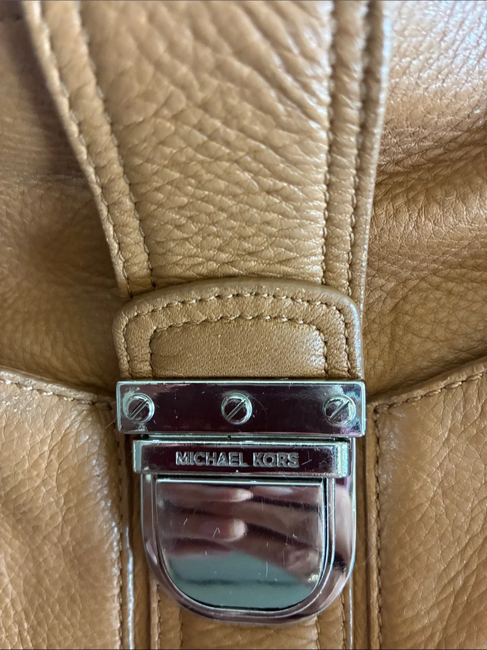 Michael Kors Pebbled Leather Saddle Shoulder Bag in Brown